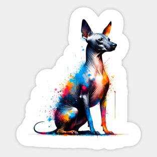 Xoloitzcuintli Depicted in Vivid Splash Art Style Sticker